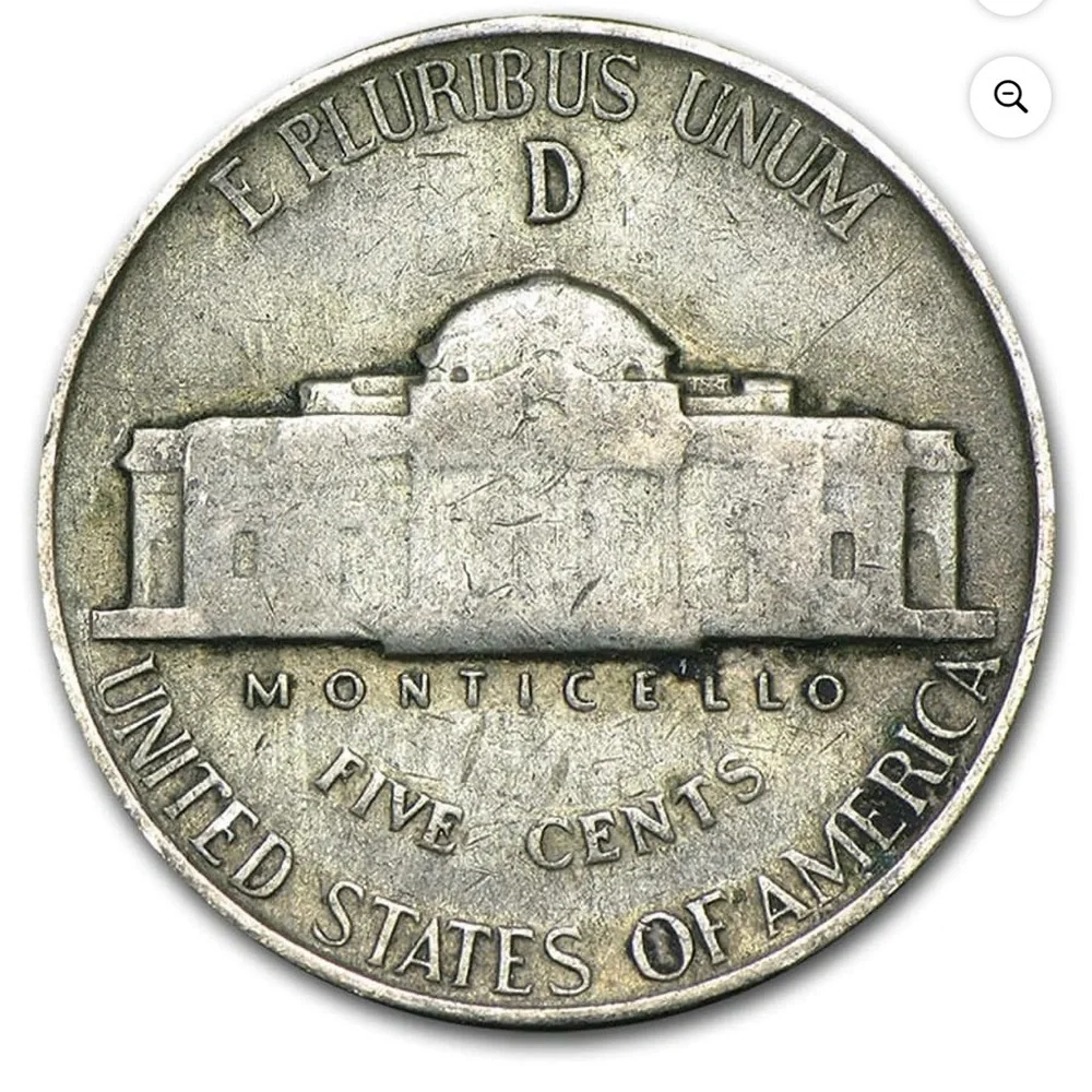 Silver ww2 Vintage Nickel Coin! - Picture 2 of 2